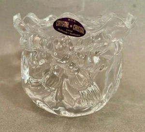 Vintage Deplomb Decorative Lead Crystal Bowl Shaped as a Tied Bag with Tassels   - Picture 1 of 5
