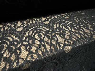Lace Dress Fabric, per metre - Art Deco Paisley - Black - Image 1 of 3