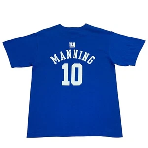 Vintage NFL Football New York Giants Eli Manning #10 Blue T Shirt Size Youth XL - Picture 1 of 3