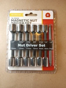 14Pcs Power Nuts Driver Drill Bit Set Metric and SAE Sockets Magnetic New Sealed - Picture 1 of 8