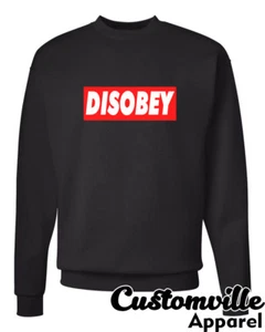 DISOBEY Sweatshirt. Anonymous Resistance Revolution Fawkes Mask Crewneck sweater - Picture 1 of 6
