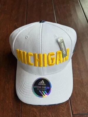 ADIDAS SIDELINE Michigan Wolverines Football Hat White Climalite Unisex Cap NWT - Image 1 of 4