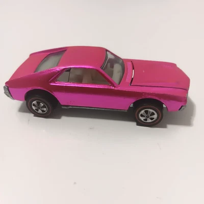 VINTAGE HOT WHEELS REDLINE CUSTOM AMX 1968 HOT PINK WITH WHITE INTERIOR - Image 1 of 4