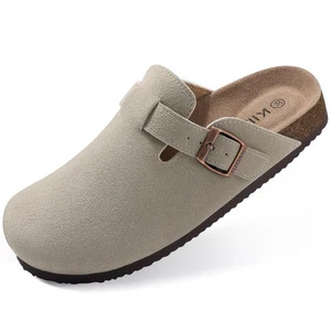 Zoccoli donna in vera pelle scamosciata sandali plantare sughero pelle mules scarpe patate con... - Foto 1 di 6