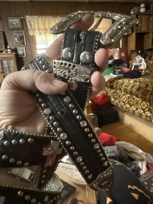 Западный родео золотой со стразами ремень с заклепками ковбой ковбой кристалл блестящий размер 45 - Изображение 1 из 4