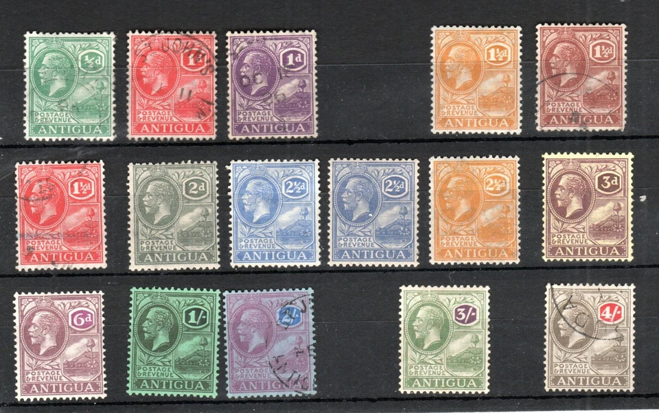Antigua 1921-29 King George V edições entre SG 67 e 82 MH/FU CDS - Imagem 1 de 1