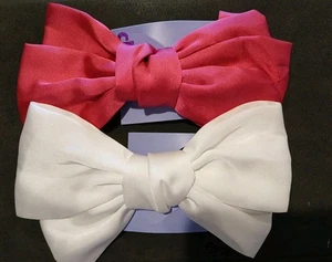 Paar Claires Mädchen Haarschleifen - rosa & weiß - NEU - Bild 1 von 3