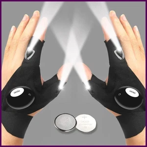 LED Halbfinger Handschuh für Herren Damen Outdoor Wasserdicht Nacht Angeln Köder - Bild 1 von 27