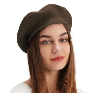 Wool Beret Hat French Beret Cap Winter Artist Painter Hat Solid Color for Wom... - Picture 1 of 6