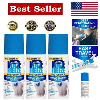 Freeze Pro Formula Roll-On, 3 Count - Fast Acting Muscle & Joint Relief - Image 1 of 4