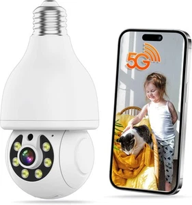 E27 Light Bulb Security Camera Outdoor - 3MP FHD Wireless Home Baby White  - Picture 1 of 8