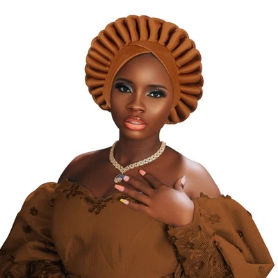 Aso Oke Wrap Headwear African Women Turban Hijab Nigerian Auto Gele Headtie Hat