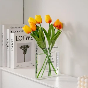 Clear Book Flower Vase - Floral Bookshelf Decor, Acrylic Flower Holder & Space-S - Picture 1 of 12