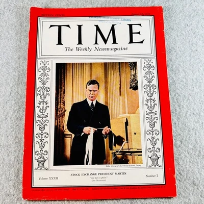 Time Magazine August 15 1938 Stock Exchange President William McChesney Martin - Image 1 of 4
