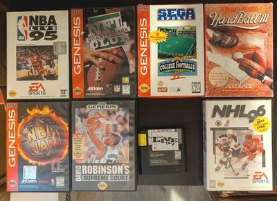Sega Genesis 8 Game 90's Sports Bundle (4 Sports) NBA, NFL, MLB, NHL, NCAA  - Image 1 of 2