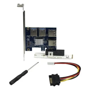 Combo carte PCIe 1 à 4 PCI Express 16X Slots Riser pour Bitcoin Mining Min9652 - Photo 1/7