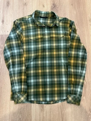 Camisa de franela Arcteryx 16898 Gryson manga larga verde a cuadros oculta a presión mediana Foto 1 de 4