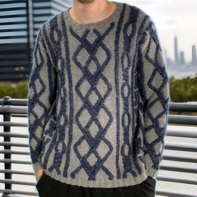 Vintage Talbots Collection Wool Alpaca Blend Hand Knit Sweater Small Striped 90s - Image 1 of 4