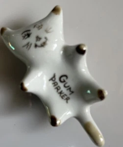 Statuina gatto gattino ceramica vintage Gum Parker kitsch bianco marrone circa anni 60 - Foto 1 di 5