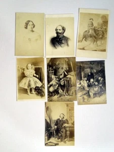 7 CdV Photos Mid to Late c19th - Engravings Of Napoleon Victor Emmanuel Royals - Foto 1 di 1