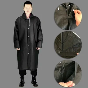 Women Men Waterproof Jacket Thick PVC Raincoat/Rain Coat Hooded Poncho Rainwear - Picture 1 of 16