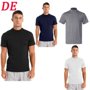 DE Herren Kurzarm Mock Turtleneck Undershirt Pullover Thermal T Shirt Tops - Bild 1 von 25