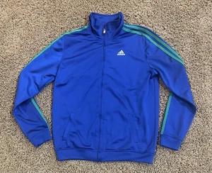 Adidas youth zip up track jacket blue/ green size large 14-16. (9) - Picture 1 of 5