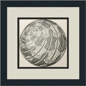 M.C. Escher Sphere Surface with Fishes Custom Framed Print - Picture 1 of 2