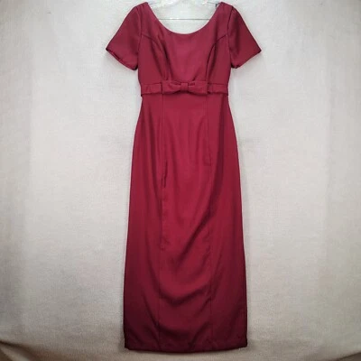 Vestido de Colección Años 90 Borgoña Cuello Redondo Formal Raro Noche Vaina Larga Para Mujer Talla 4 Foto 1 de 4
