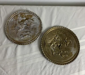 Pressblech Wandbild Teller Mid Century Kolonial Dekor Vintage England Dekor Paar - Bild 1 von 14