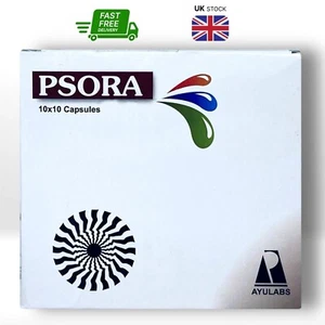 Psora Ayulabs 100 cápsulas - suplemento herbal de alivio de la psoriasis, apoyo para la salud de la piel - Imagen 1 de 3