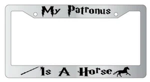My Patronus Is A Horse Chrome METAL License Plate Frame Harry Potter - Bild 1 von 1