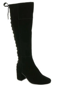 Very Volatile Womens Wynter Suede Almond Toe Knee High Fashion, Black, Size 6.5 - Picture 1 of 6