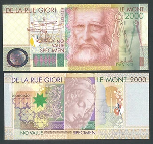 DE LA RUE TEST NOTE LEONARDO DA VINCI Rare without serial number variety / - Picture 1 of 1