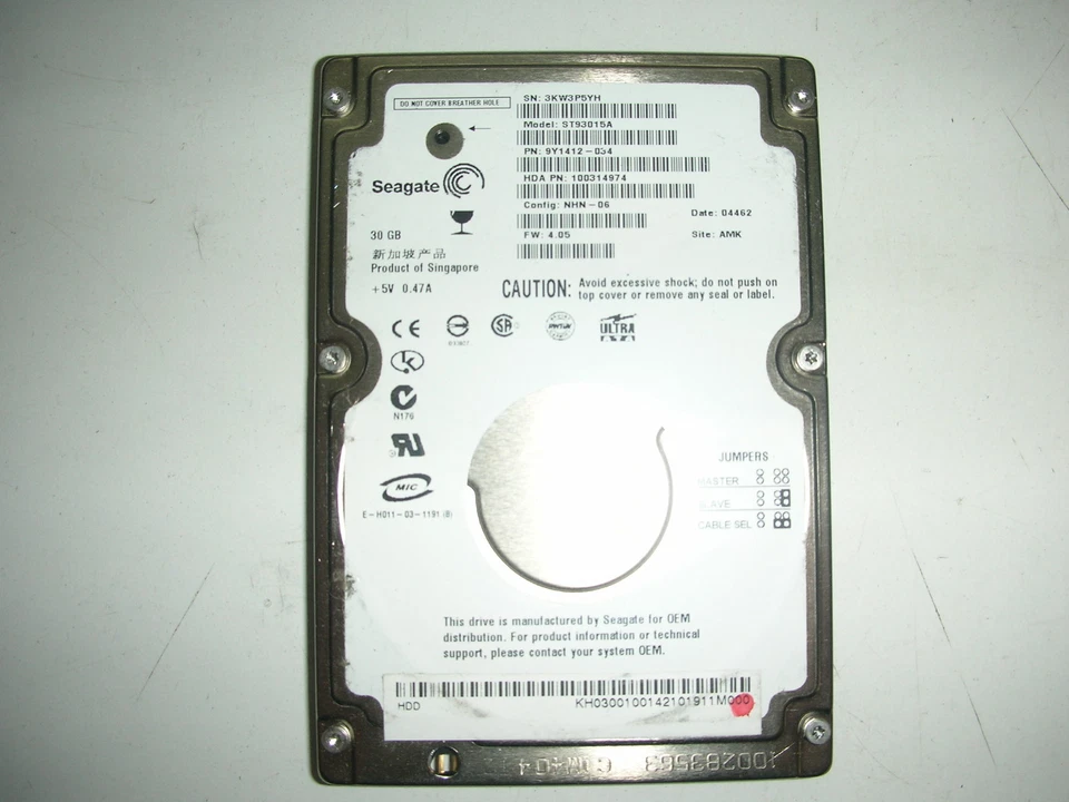 Seagate 30GB ST93015A 100281579 4.05 2.5" IDE - Image 1 of 1