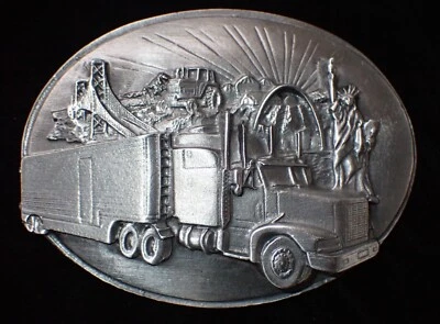 BONITO ASPECTO CAMIÓN ESCENA AMÉRICA HEBILLA CINTURÓN NUEVO PELTRE SISKIYOU Foto 1 de 2