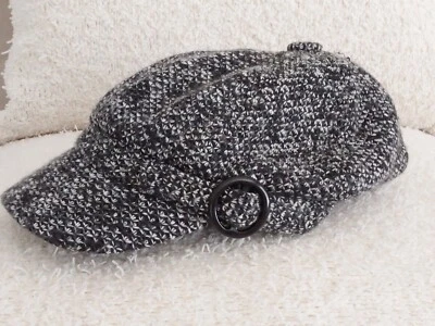 David & Young Black/White Tweed Newsboy Cap.   One Size fits most - Image 1 of 4