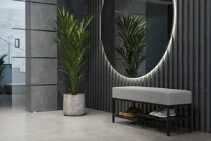 Sitzbank LOFT DESIGN –100cm Gepolsterte Bank mit Ablage, Industrial Stil - Bild 1 von 18