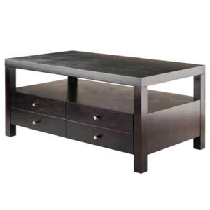 WINSOME WOOD Coffee Table w/ Drawers Medium Rectangle Modern Style in Espresso - Picture 1 of 9