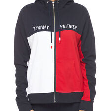 Tommy Hilfiger Size L Women's Hoodie w/Colour Blocking & Embroidered Logo Navy