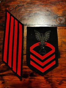 WWII USN US Navy Commissaryman CPO BULLION Rate Patch & 16 Yr Service Patch - Picture 1 of 4
