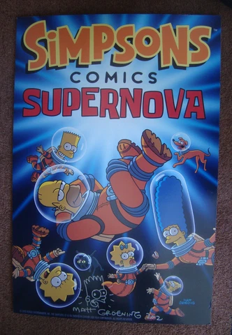 The Simpsons Poster Signed by Matt Groening SDCC Comic Con 2012 w/ Sketch Bart Cover
