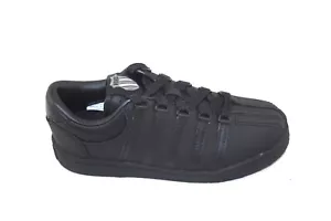 K SWISS CLASSIC 50144 BLACK/BLACK LOW TOP LEATHER LITTLE KIDS SNEAKER - Picture 1 of 4
