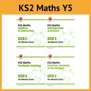 Year 5 CGP KS2 Maths 10 Min Tests New + Answers Bundle 4 Books Basic to Advanced - Imagen 1 de 12