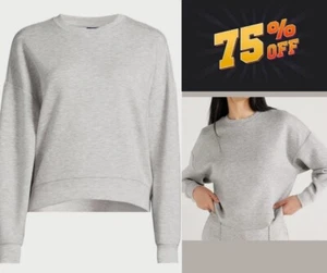 Felpa Scoop Donna M 8-10 Ultimate ScubaKnit Cropped con Maniche a Goccia Grigio - Foto 1 di 10