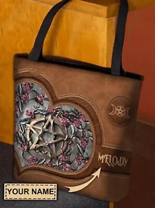 Personalized Wicca Witch All Over Tote Bag, Vintage Wicca Witch Handbag Gift - Picture 1 of 1