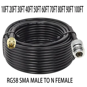 50ft 100feet RG58 SMA Male To N female connector Lot RF coaxial coax cable 50ohm - Picture 1 of 2