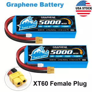 2pcs Yowoo 14.8V 4S 5000mAh Lipo Battery 150C XT60 for RC Airplane Drone Truck - Picture 1 of 7