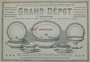 PUBLICITE GRAND DEPOT E. BOURGEOIS PORCELAINE SERVICE CARTIER DE 1909 FRENCH AD - Imagen 1 de 1