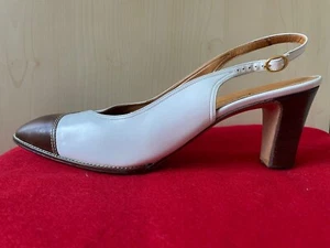 NEU Sling Pumps Bruno Magli Gr 43 Leder braun weiß Sandalen Slingback bianco - Bild 1 von 9
